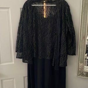 Two piece navy and lace gown